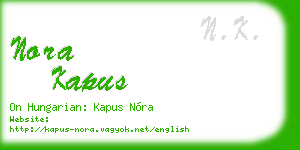nora kapus business card