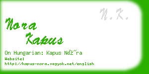 nora kapus business card